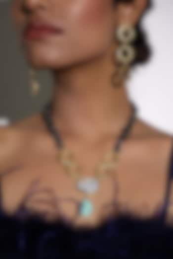 Gold Finish Quartz Long Necklace Set by Baala Jewels