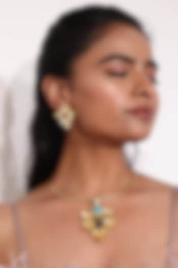 Gold Finish Quartz Necklace Set by Baala Jewels