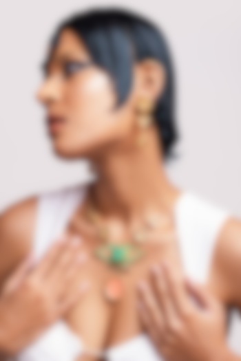 Gold Finish Floral Enamelled Necklace Set by Baala Jewels at Pernia's Pop Up Shop