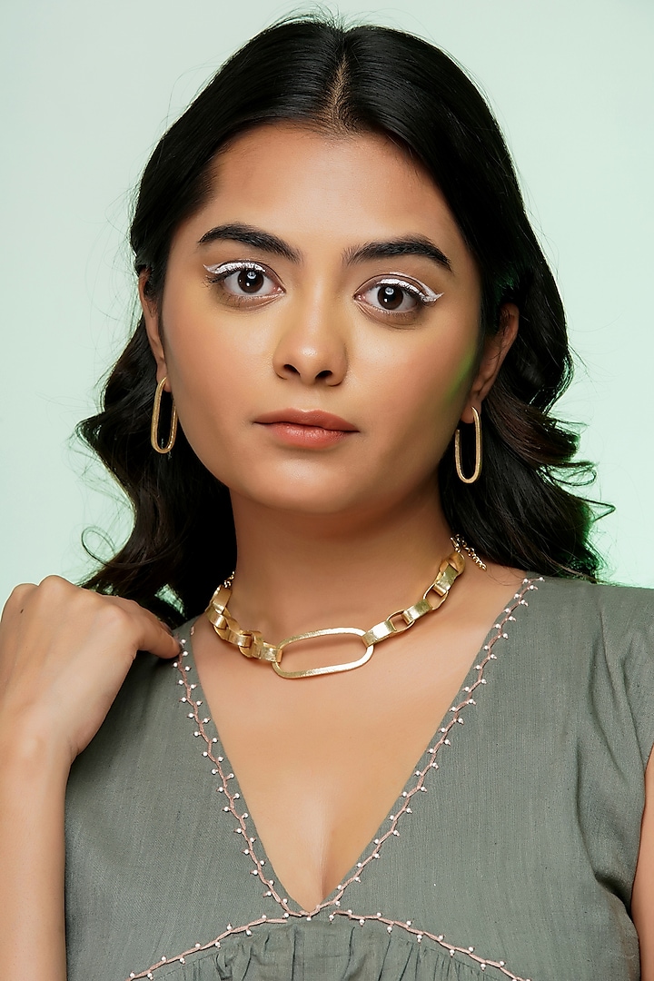 Gold Finish Statement Necklace Set by Baala Jewels