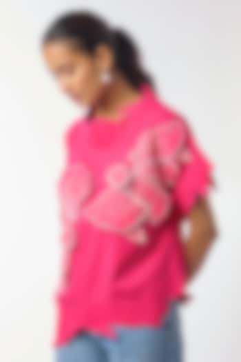 Pink Giza Cotton Hand Embroidered Top by Nitin Bal Chauhan at Pernia's Pop Up Shop