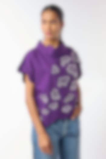 Purple Giza Cotton Hand Embroidered Top by Nitin Bal Chauhan at Pernia's Pop Up Shop