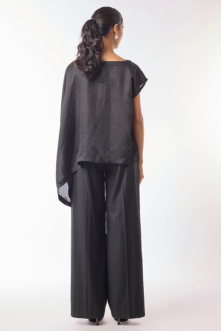 Black Giza Cotton Hand Embroidered Top by Nitin Bal Chauhan at Pernia's Pop Up Shop