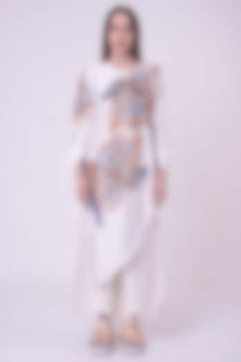 Off-White Silk Chanderi Hand & Machine Embroidered Tunic Set by Nitin Bal Chauhan at Pernia's Pop Up Shop