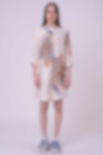 Off-White Silk Chanderi Hand & Machine Embroidered Shirt Cocktail Dress by Nitin Bal Chauhan at Pernia's Pop Up Shop