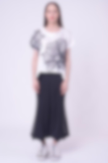 White Linen Satin Hand & Machine Embroidered Top by Nitin Bal Chauhan at Pernia's Pop Up Shop