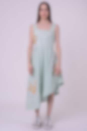 Mint Green Giza Cotton Hand & Machine Embroidered Vacation Dress by Nitin Bal Chauhan at Pernia's Pop Up Shop