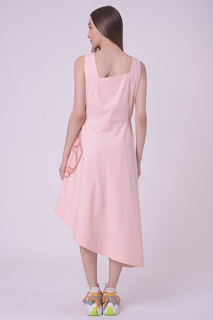 Peach Fuzz Giza Cotton Hand & Machine Embroidered Cocktail Dress by Nitin Bal Chauhan at Pernia's Pop Up Shop