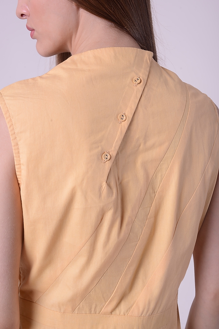 Lemon Fuzz Giza Cotton Hand & Machine Embroidered Knee-Length Vacation Dress by Nitin Bal Chauhan at Pernia's Pop Up Shop