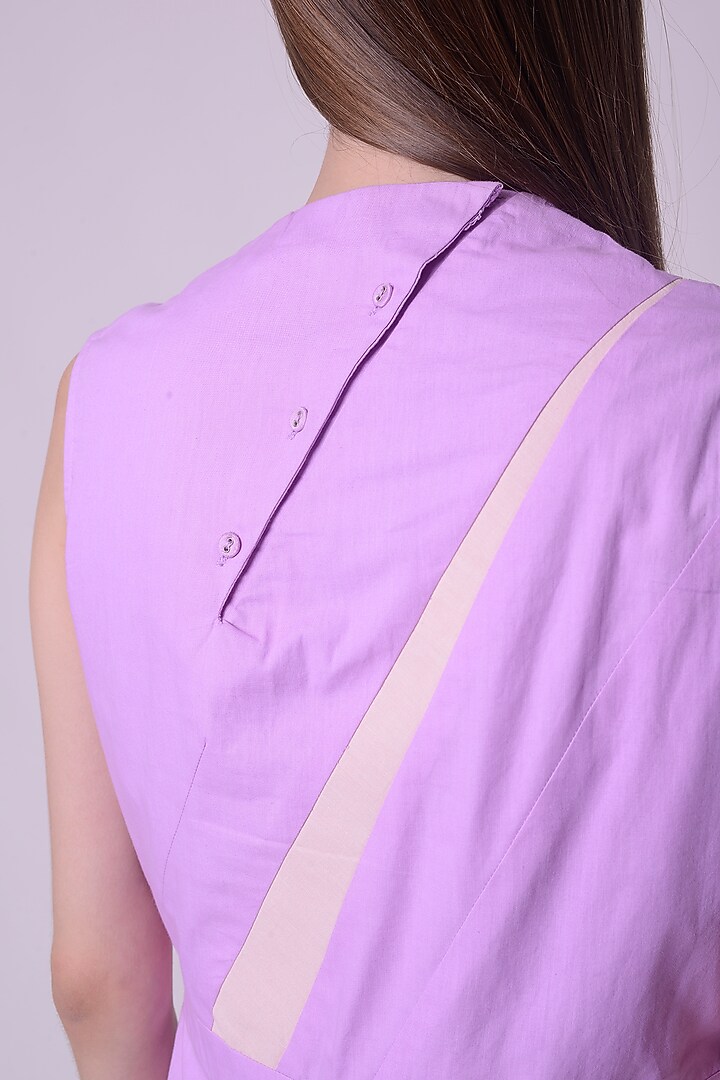 Lavender Fuzz Giza Cotton Hand & Machine Embroidered Knee-Length Vacation Dress by Nitin Bal Chauhan at Pernia's Pop Up Shop