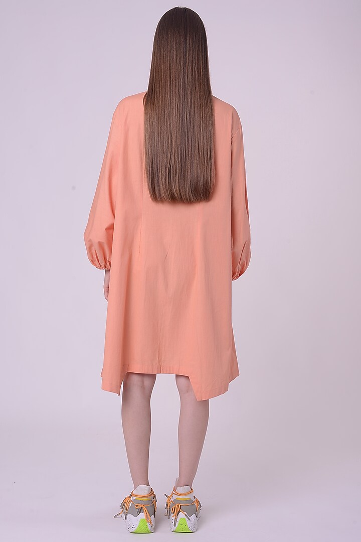 Orange Giza Cotton Hand & Machine Embroidered Knee-Length Vacation Dress by Nitin Bal Chauhan at Pernia's Pop Up Shop