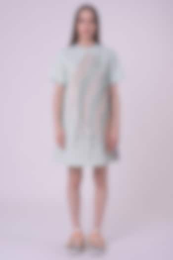 Mint Green Scuba Fabric Embroidered Mini Cocktail Dress by Nitin Bal Chauhan at Pernia's Pop Up Shop