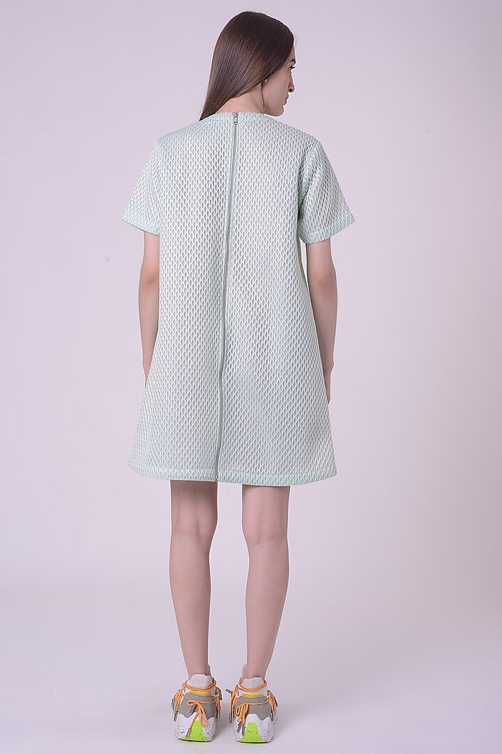 Mint Green Scuba Fabric Embroidered Mini Cocktail Dress by Nitin Bal Chauhan at Pernia's Pop Up Shop