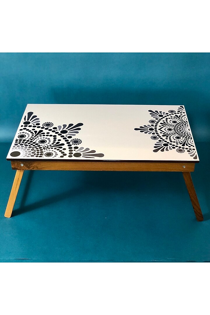 Cream Teak Wood Bed Folding Table by BambaiSe at Pernia's Pop Up Shop