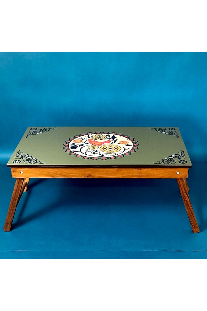 Green Teak Wood Bed Folding Table by BambaiSe at Pernia's Pop Up Shop