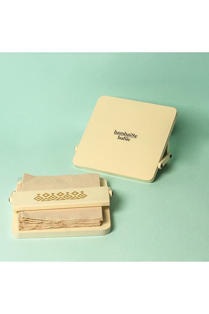 Off-White Wood Tissue Tray by BambaiSe at Pernia's Pop Up Shop