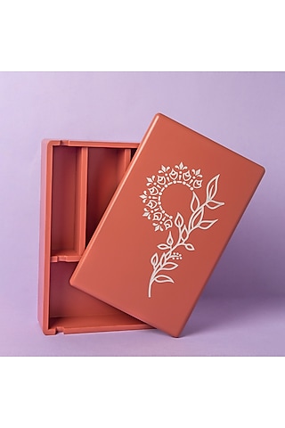 Amber Orange Wood Accessories Box by BambaiSe