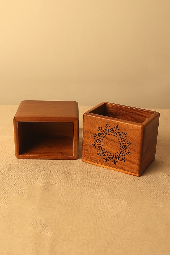 Brown Teak Wood Mandala Printed Compact Spoon Holder by BambaiSe at Pernia's Pop Up Shop