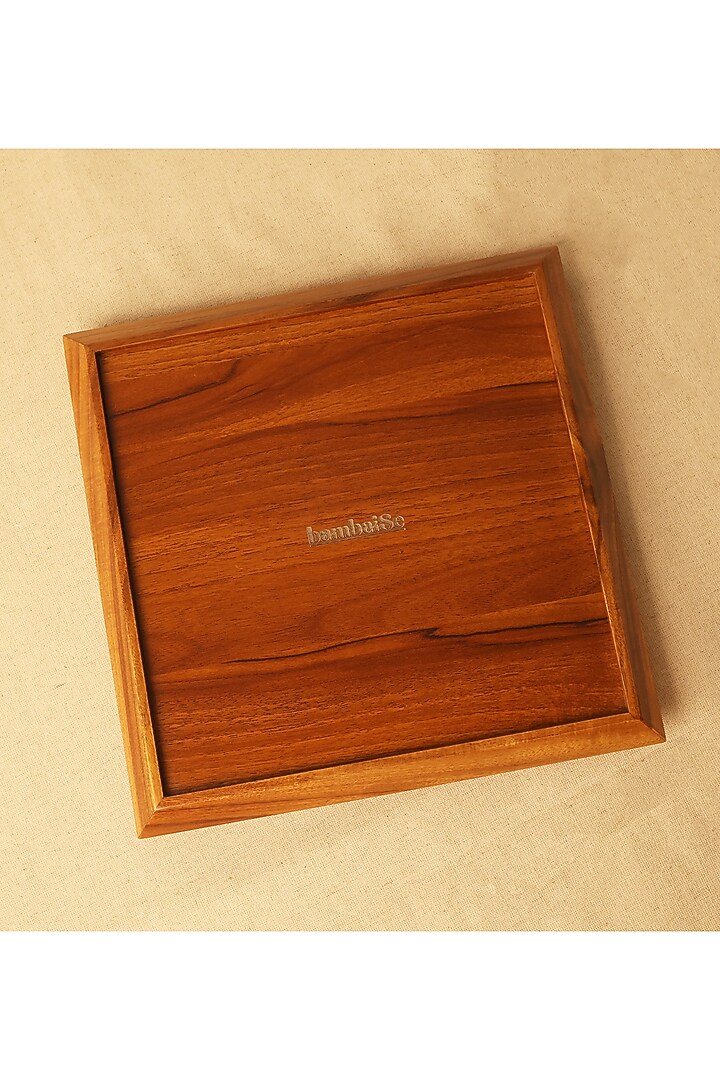 Blue Teak Wood Mandala Printed Square Tray by BambaiSe at Pernia's Pop Up Shop