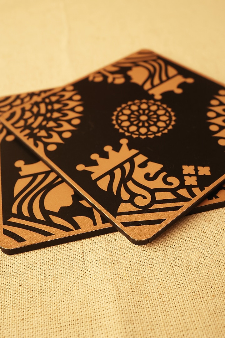 Gold & Black Premium MDF Coasters Set Of 6 by BambaiSe at Pernia's Pop Up Shop