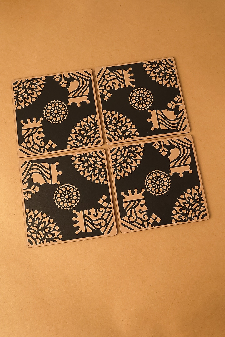 Gold & Black Premium MDF Trivets Set Of 4 by BambaiSe at Pernia's Pop Up Shop