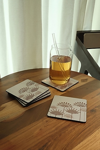 Peach Premium MDF Square Coaster Set Of 6 by BambaiSe