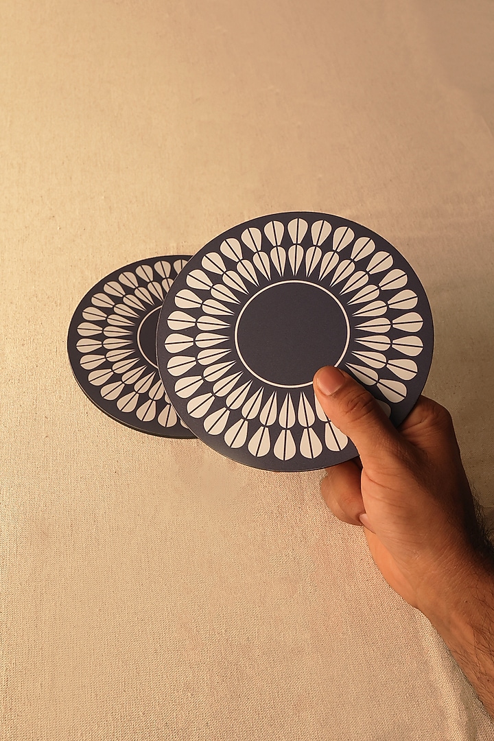 Blue Premium MDF Petal Round Trivets Set Of 4 by BambaiSe at Pernia's Pop Up Shop