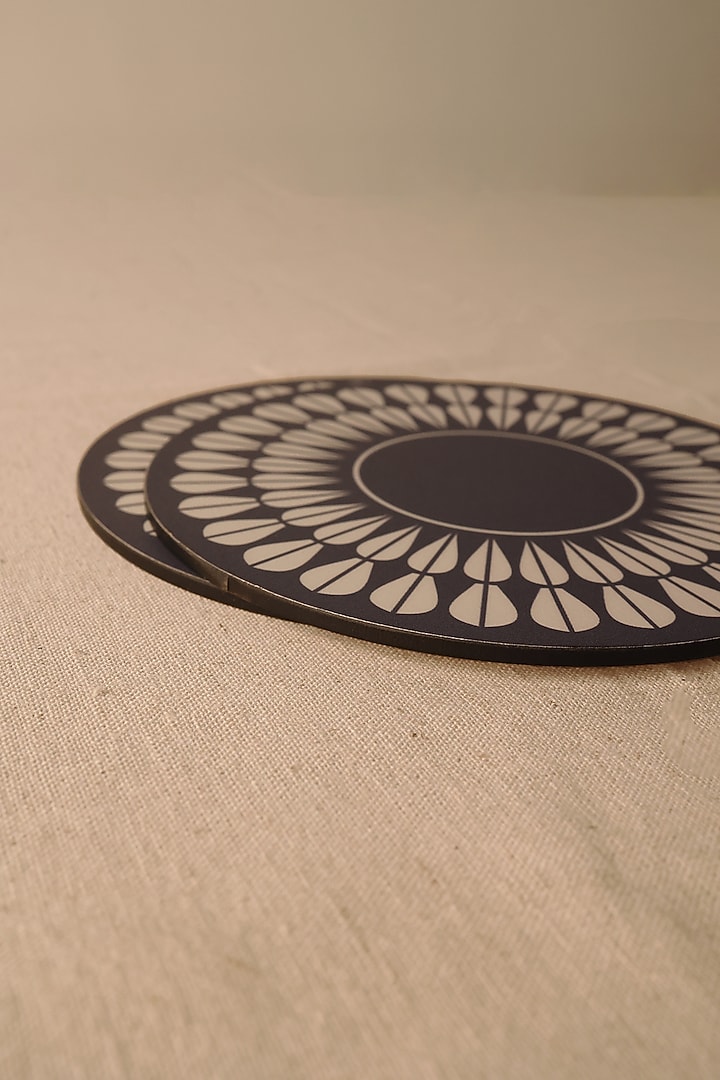 Blue Premium MDF Petal Round Trivets Set Of 4 by BambaiSe at Pernia's Pop Up Shop