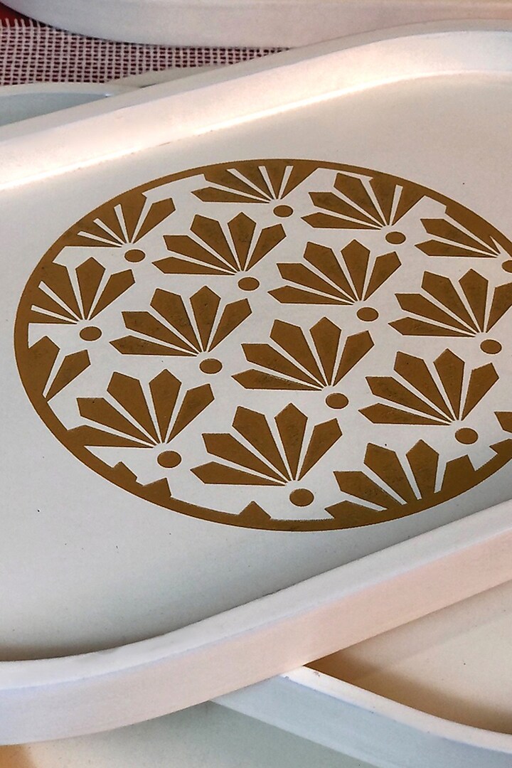 Off-White Premium MDF Oval Tray by BambaiSe at Pernia's Pop Up Shop