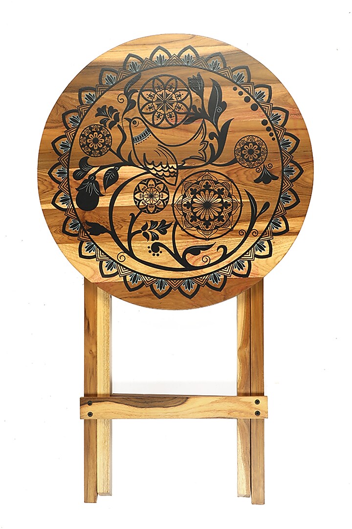 White & Black Wooden Mandala Folding Table by BambaiSe at Pernia's Pop Up Shop