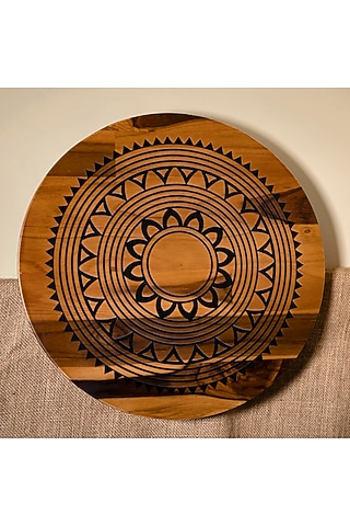 Brown Wooden Mandala Lazy Susan by BambaiSe