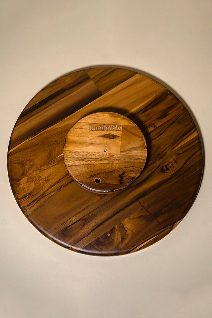 Brown Wooden Mandala Lazy Susan by BambaiSe at Pernia's Pop Up Shop