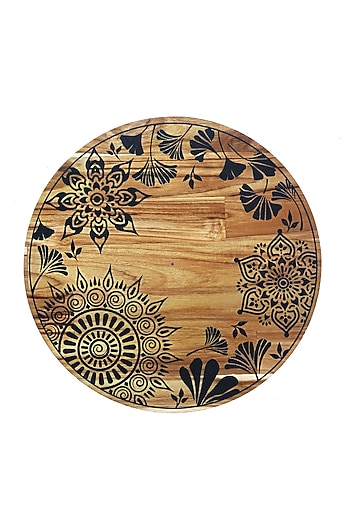White & Black Wooden Mandala Lazy Susan by BambaiSe at Pernia's Pop Up Shop