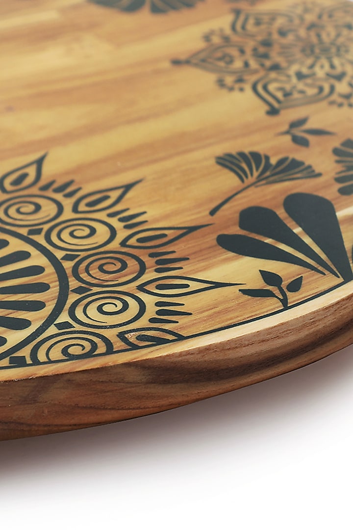 White & Black Wooden Mandala Lazy Susan by BambaiSe at Pernia's Pop Up Shop