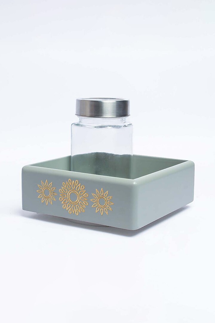 Grey Wooden Revolving Jar Tray by BambaiSe at Pernia's Pop Up Shop