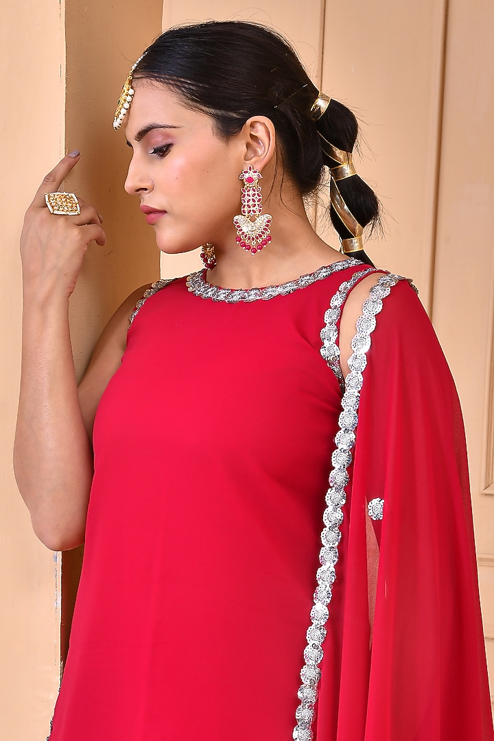 Jazberry Jam Georgette Sequins Work Flared Party Wear Sharara Set by Bannhi by Priyanka Rathore at Pernia's Pop Up Shop