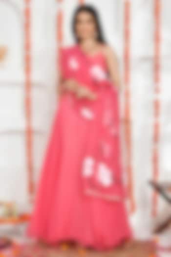 Pink Georgette Flared Anarkali Set by Bannhi