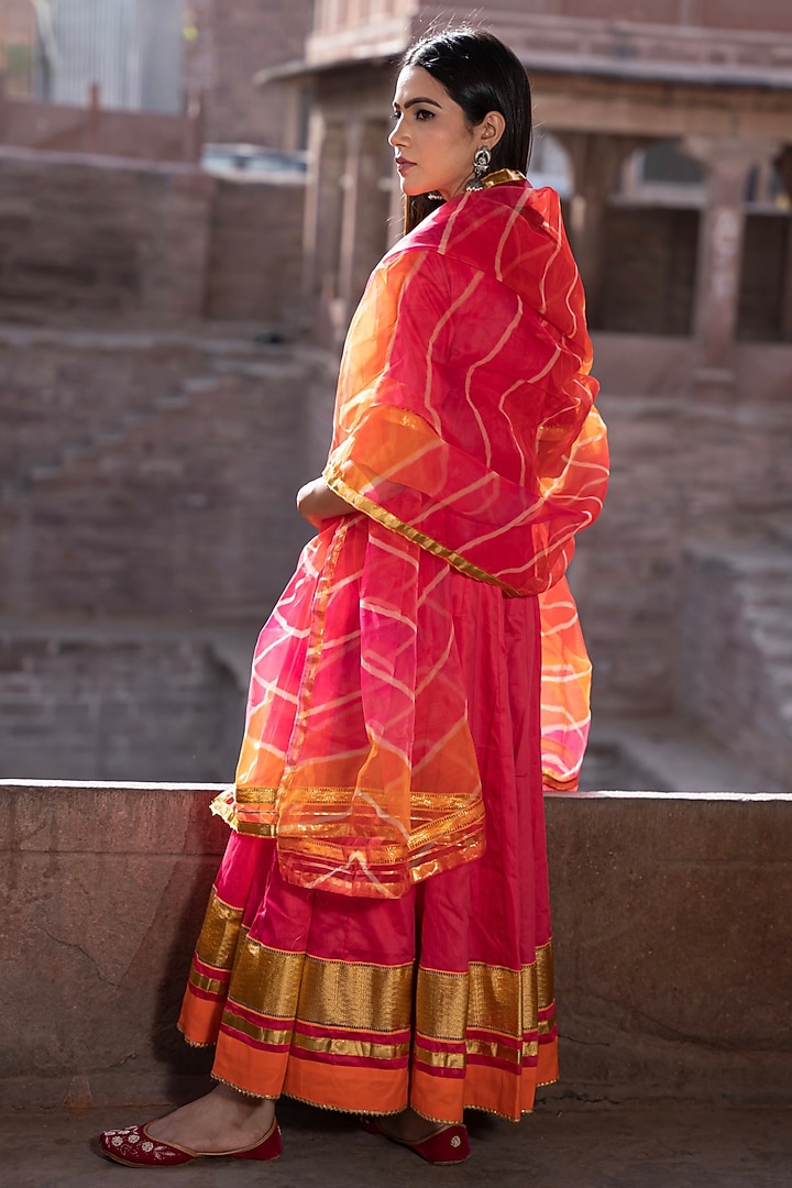 Rani Pink Cotton Silk Zari Embellished Anarkali Set by Bannhi by Priyanka Rathore at Pernia's Pop Up Shop