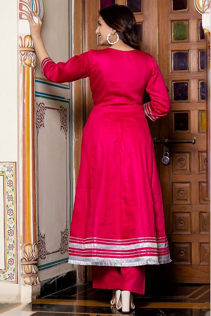 Magenta Cotton Silk Anarkali Set by Bannhi by Priyanka Rathore at Pernia's Pop Up Shop