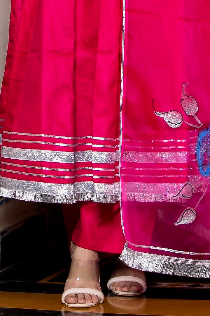 Magenta Cotton Silk Anarkali Set by Bannhi by Priyanka Rathore at Pernia's Pop Up Shop