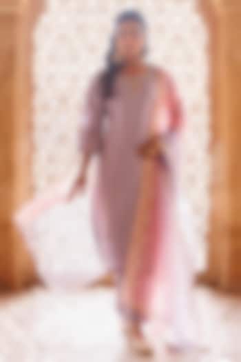 Lilac Uppada Silk Hand Embroidered Kurta Set by Bannhi by Priyanka Rathore at Pernia's Pop Up Shop