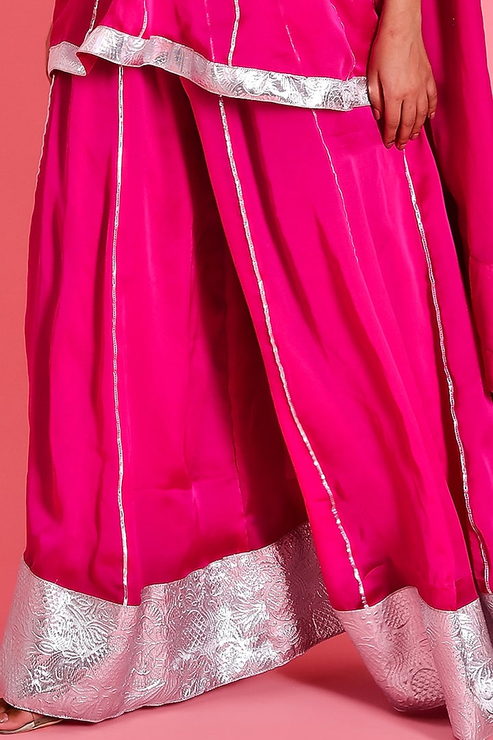 Magenta Pink Satin Silk Party Wear Sharara Set by Bannhi by Priyanka Rathore at Pernia's Pop Up Shop