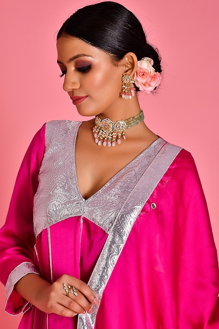 Magenta Pink Satin Silk Party Wear Sharara Set by Bannhi by Priyanka Rathore at Pernia's Pop Up Shop