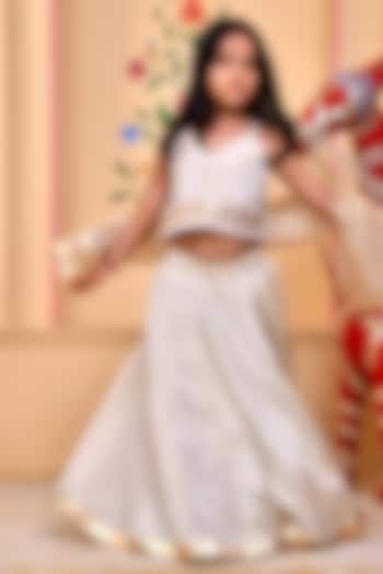 Ivory Tissue Georgette Gota Patti Embroidered Lehenga Set by Bannhi by Priyanka Rathore - kids at Pernia's Pop Up Shop