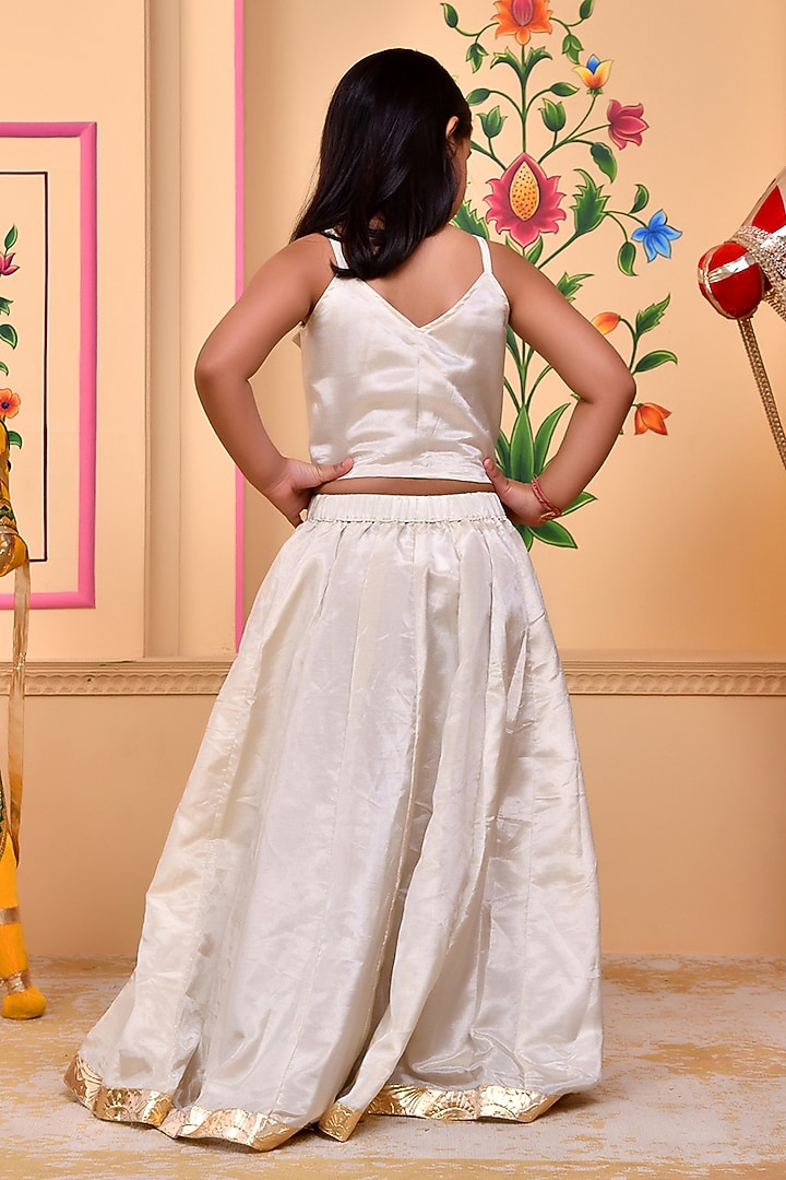 Ivory Tissue Georgette Gota Patti Embroidered Lehenga Set by Bannhi by Priyanka Rathore - kids at Pernia's Pop Up Shop