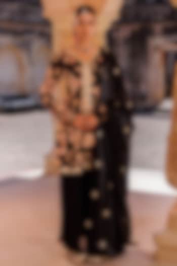 Black Georgette Party Wear Sharara Set by Bannhi by Priyanka Rathore at Pernia's Pop Up Shop