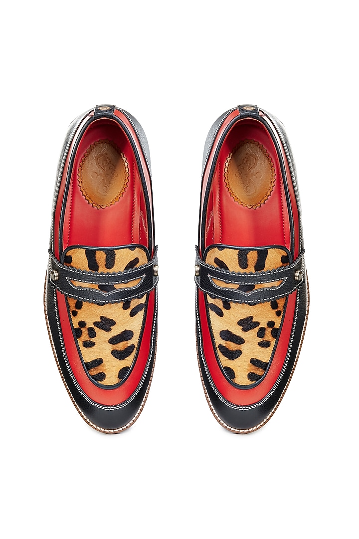 Multi-Colored Genuine Leather Embellished Handcrafted Slip-Ons by Banjaaran Studio at Pernia's Pop Up Shop