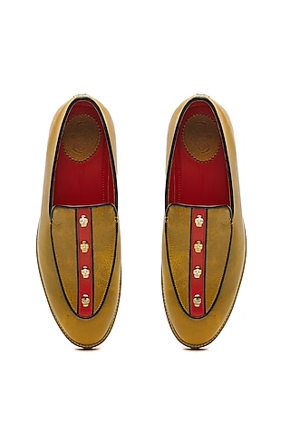 Mustard Genuine Leather Handcrafted Slip-Ons by Banjaaran Studio