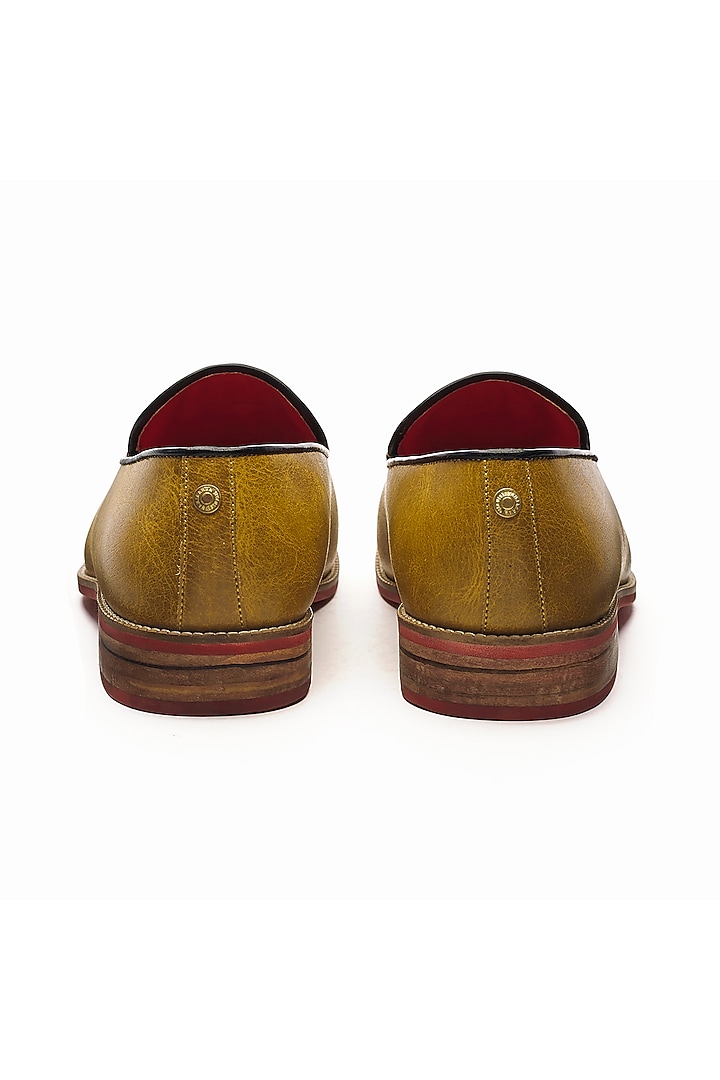 Mustard Genuine Leather Handcrafted Slip-Ons by Banjaaran Studio at Pernia's Pop Up Shop