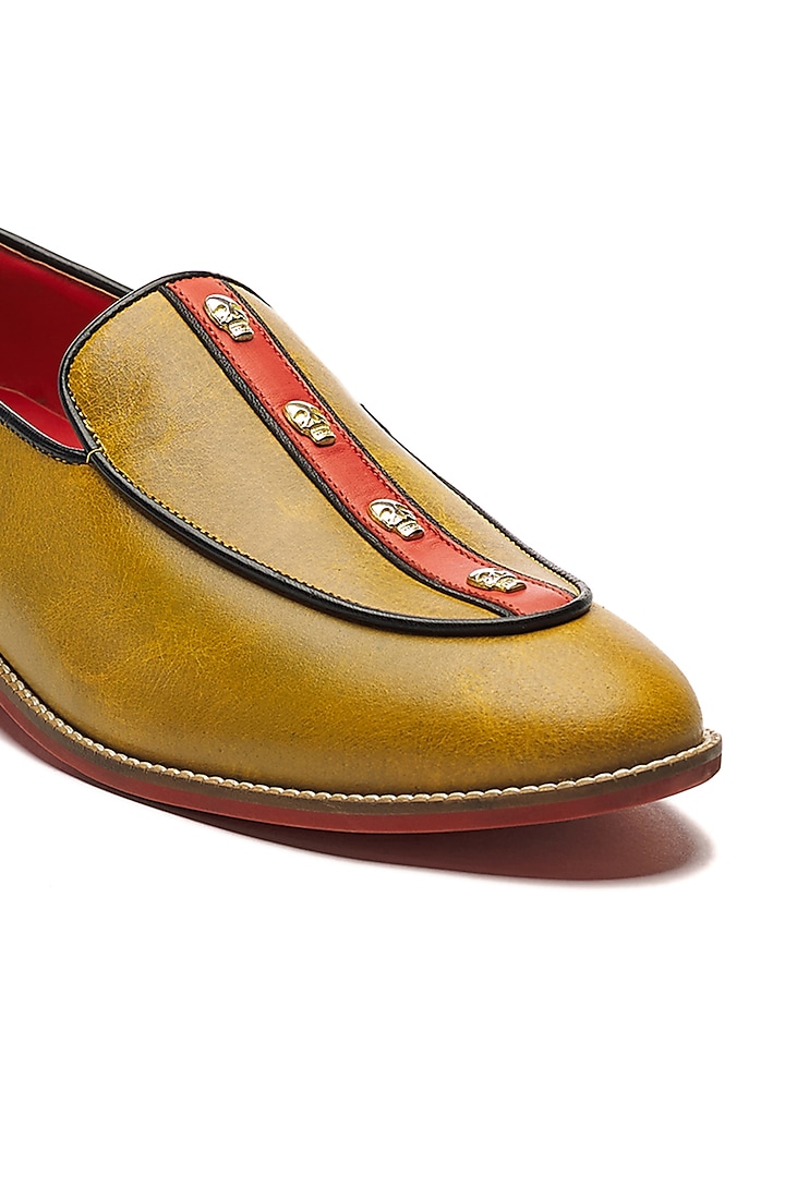 Mustard Genuine Leather Handcrafted Slip-Ons by Banjaaran Studio at Pernia's Pop Up Shop